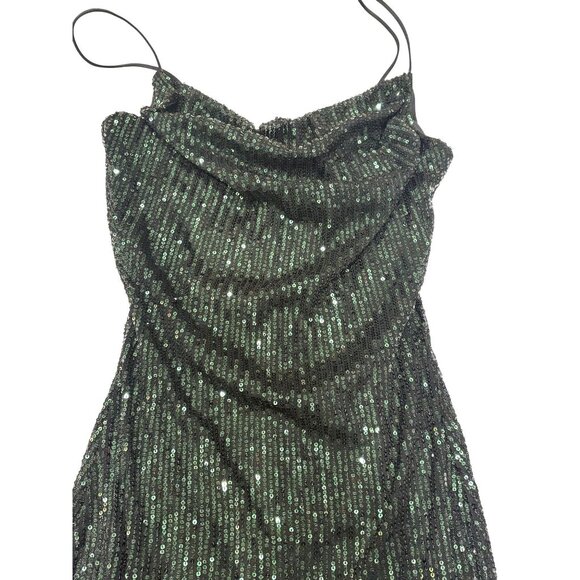Showpo Talyah Mini Dress in Emerald Sequin - Picture 2 of 5